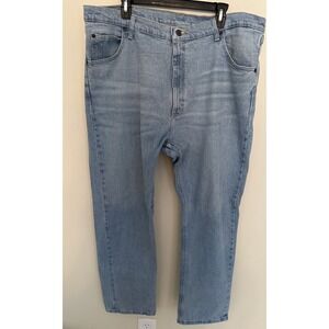 mens wrangler jeans 40x32 straight leg 99% cotton light wash